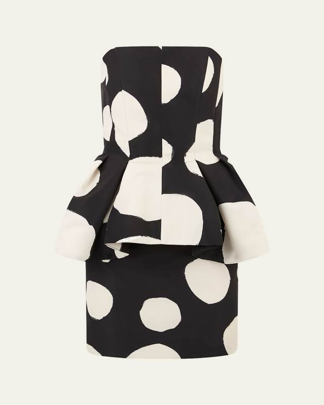 Bustier Polka Dot Peplum Waist Mini Dress